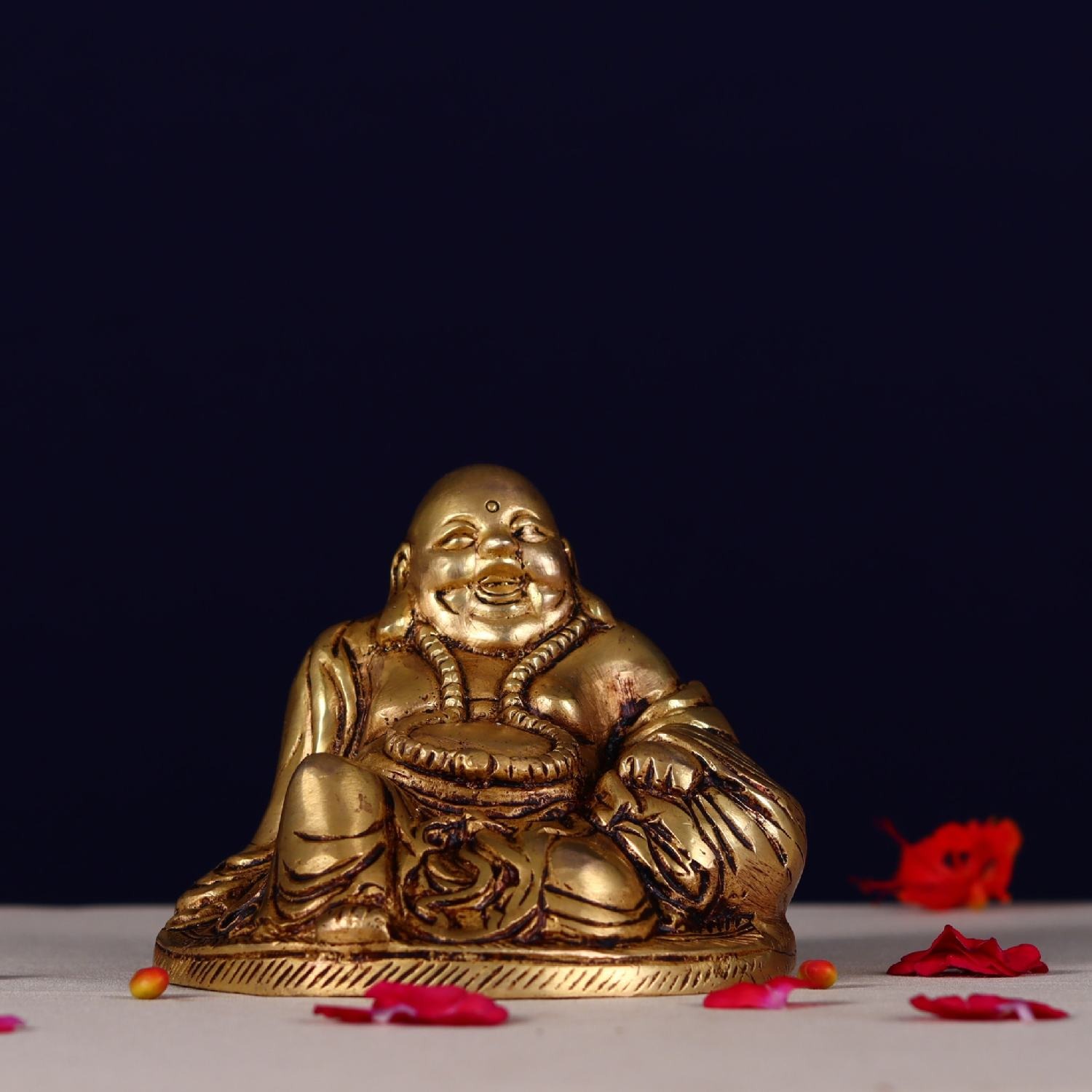 Brass Laughing Buddha Statue