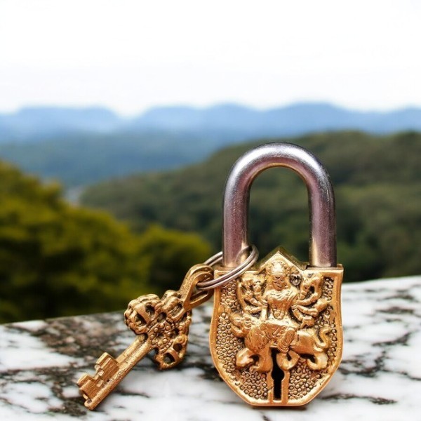 Brass Goddess Durga Lock with keys