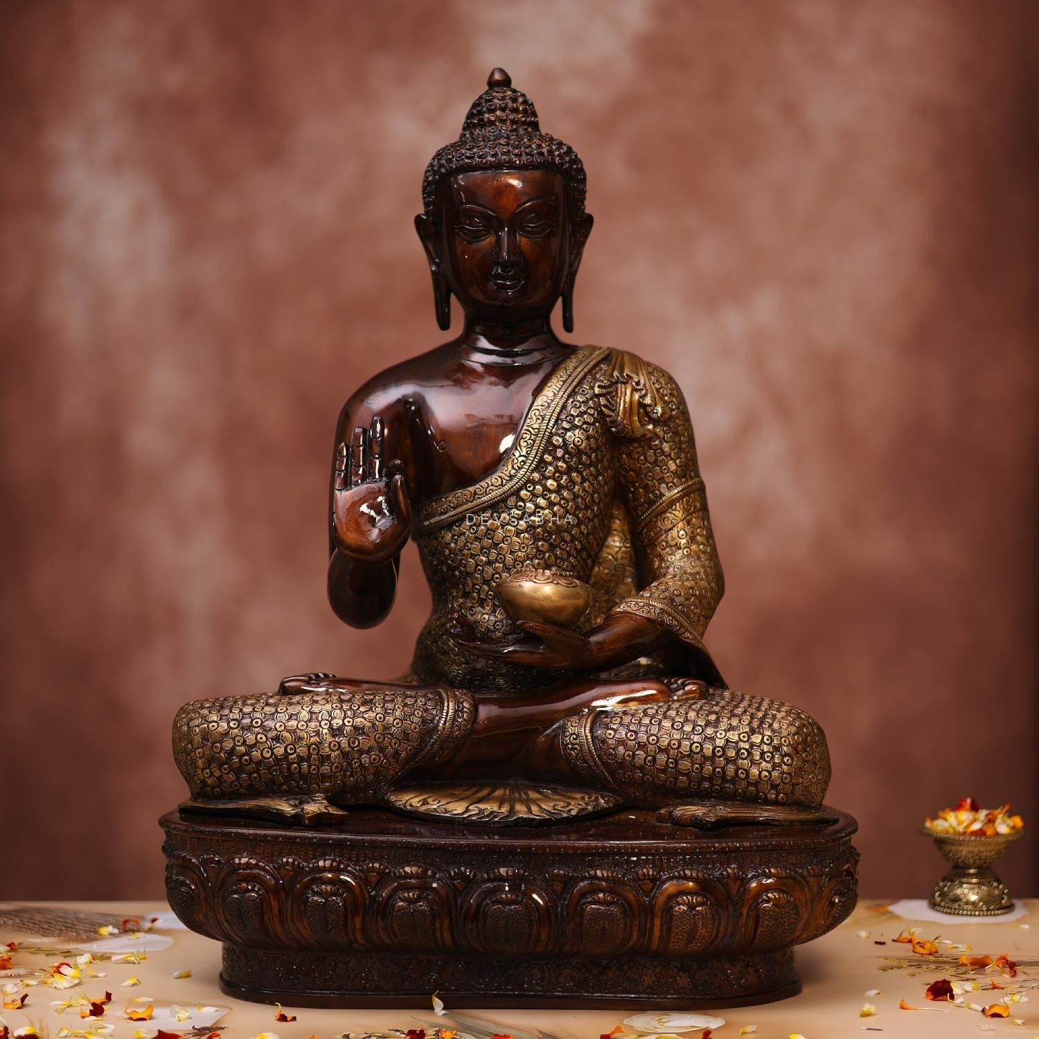 Brass Antique Finish Buddha Statue