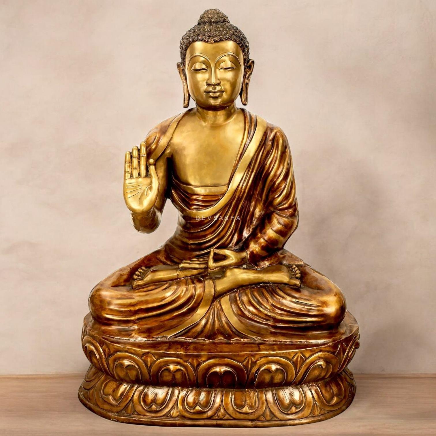 Handmade Buddha In Vitarka Mudra Brass Statue