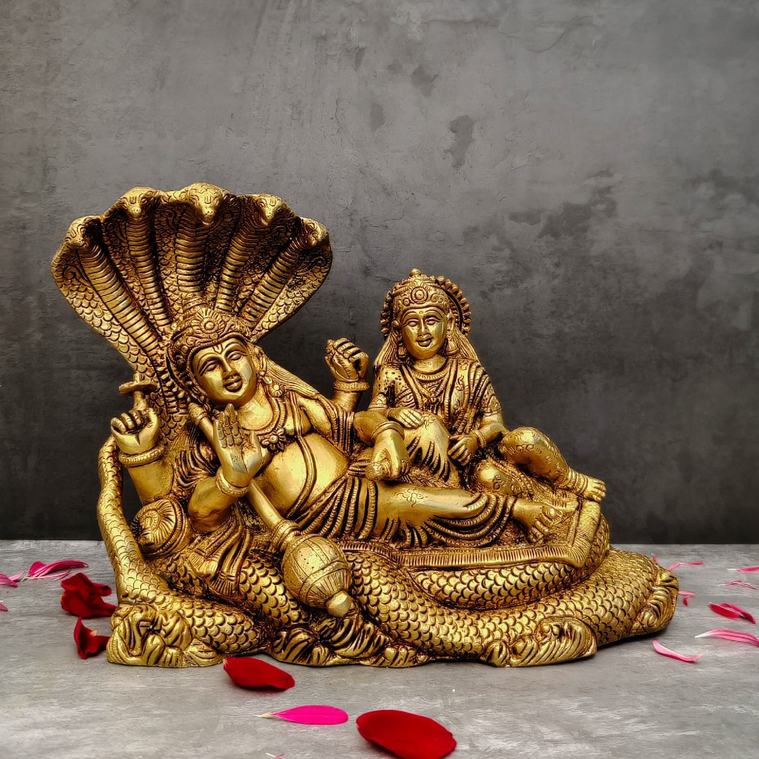 Brass Vishnu Laxmi On Shesnag