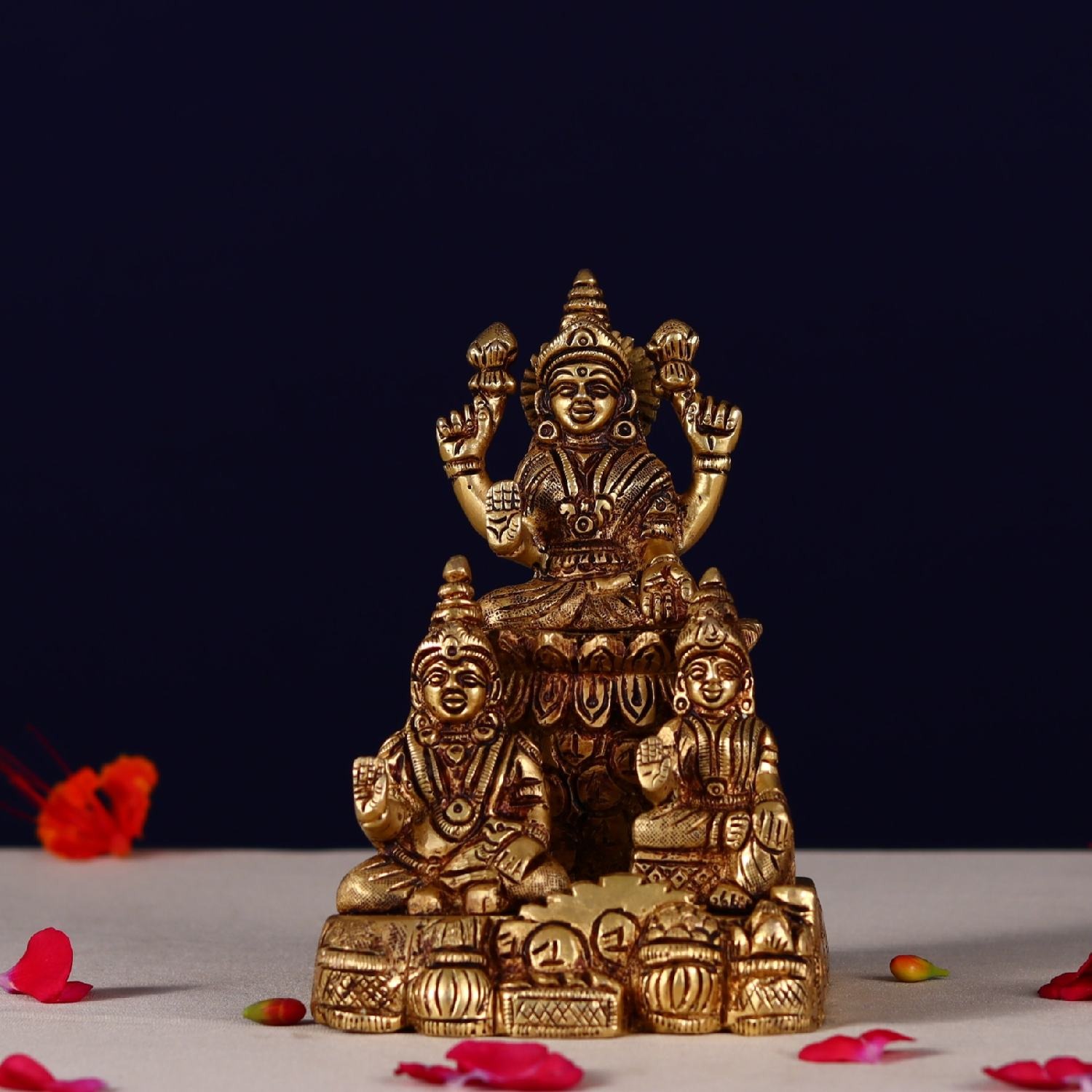 Brass Lakshmi Kuber Idol With Chitralekha