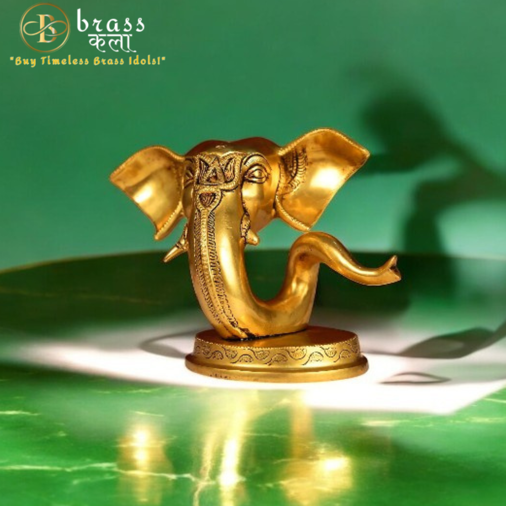 Brass Ganesha Face Table Top Statue