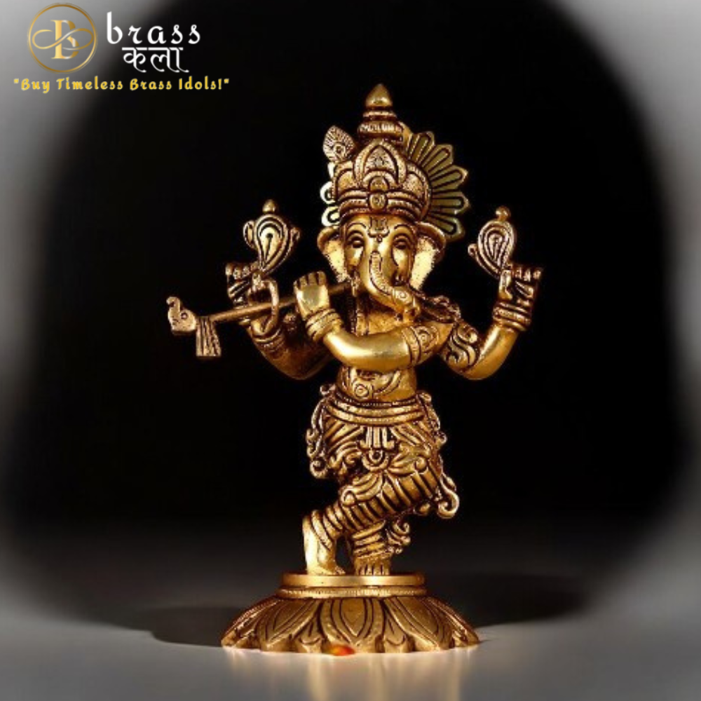 Brass Bansi Ganesh Idol