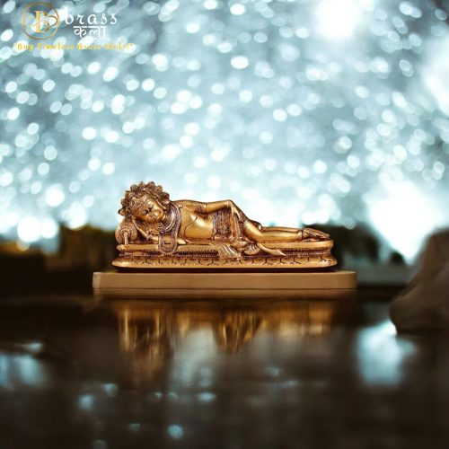 Brass Reclining Hanuman From The Mahabharat