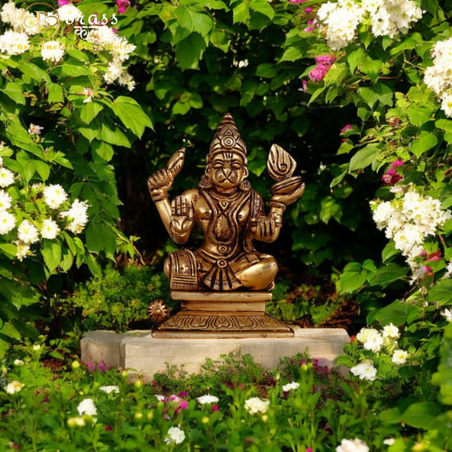 Brass Hanuman Sitting On Meditation With For Hands