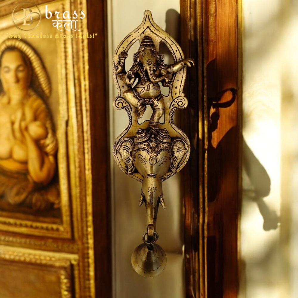 Brass Wall Decor Ganesha Idol With Bell