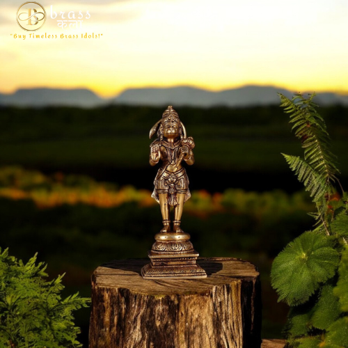 Brass Hanuman Idol On Standing Position